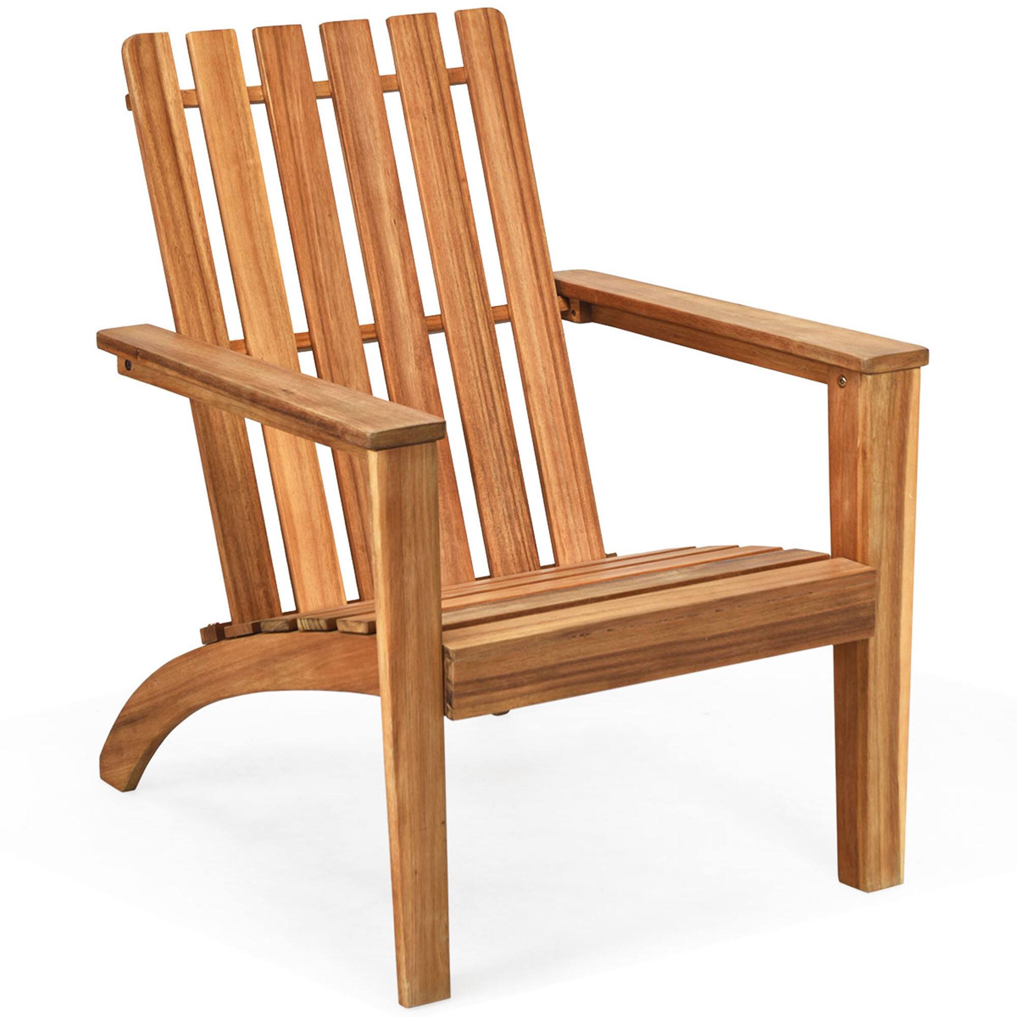 Alt View 5. Gymax - Gymax Outdoor Wooden Adirondack Chair Patio Lounge Chair w/ Armrest Natural - Natural.