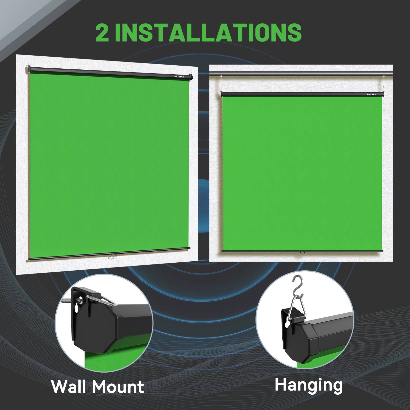 2 INSTALLATIONS: Wall Mount, Hanging