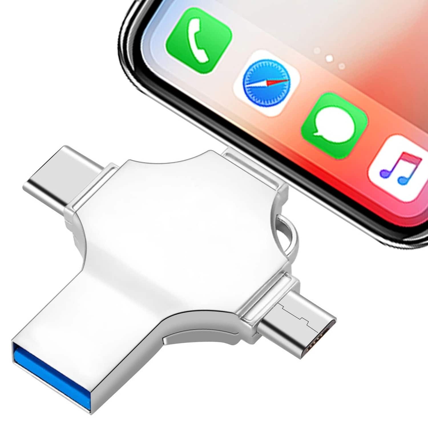 Skanty Furniture - Photo Stick USB 3.0 Flash Drive 128GB Memory Stick Portable Thumb Drive for Laptop PC Phone External Data Storage - Silver