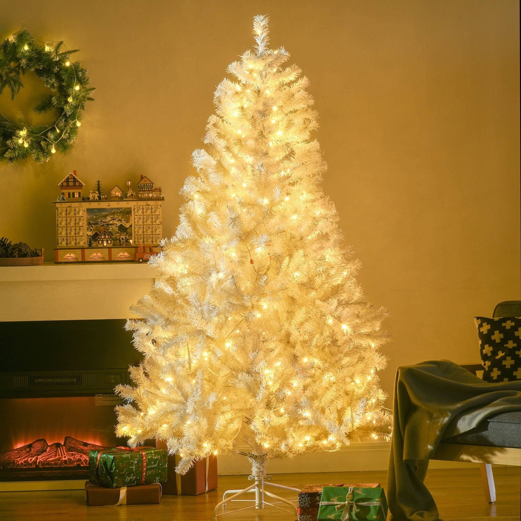 Angle. BreeBe - 6ft Tall Prelit Artificial Christmas Tree Holiday DÃ©cor with 638 Branches - White.