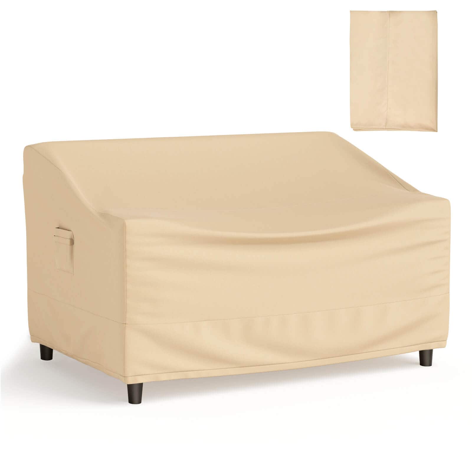Costway - Patio 60"x43" 2-Seater Bench Loveseat Deep Sofa Cover Waterproof Handle Air Vent - Beige