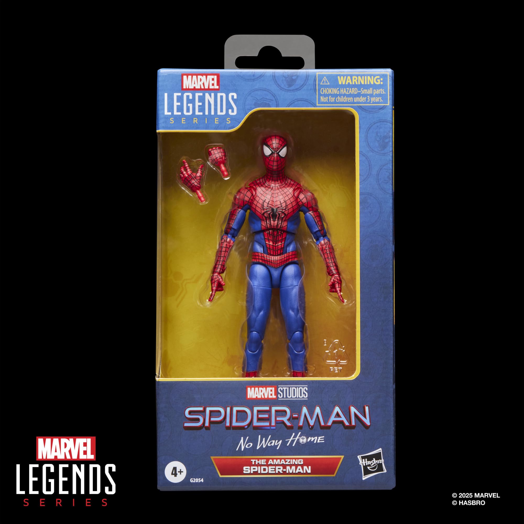MARVEL LEGENDS SERIES  
WARNING: CHOKING HAZARD - Small parts. Not for children under 3 years.  
MARVEL STUDIOS SPIDER-MAN No Way Home  
MARVEL THE AMAZING SPIDER-MAN  
4+  
SPIDER-MAN LEGENDS  
62054  
2025  
MARVEL - HASBRO