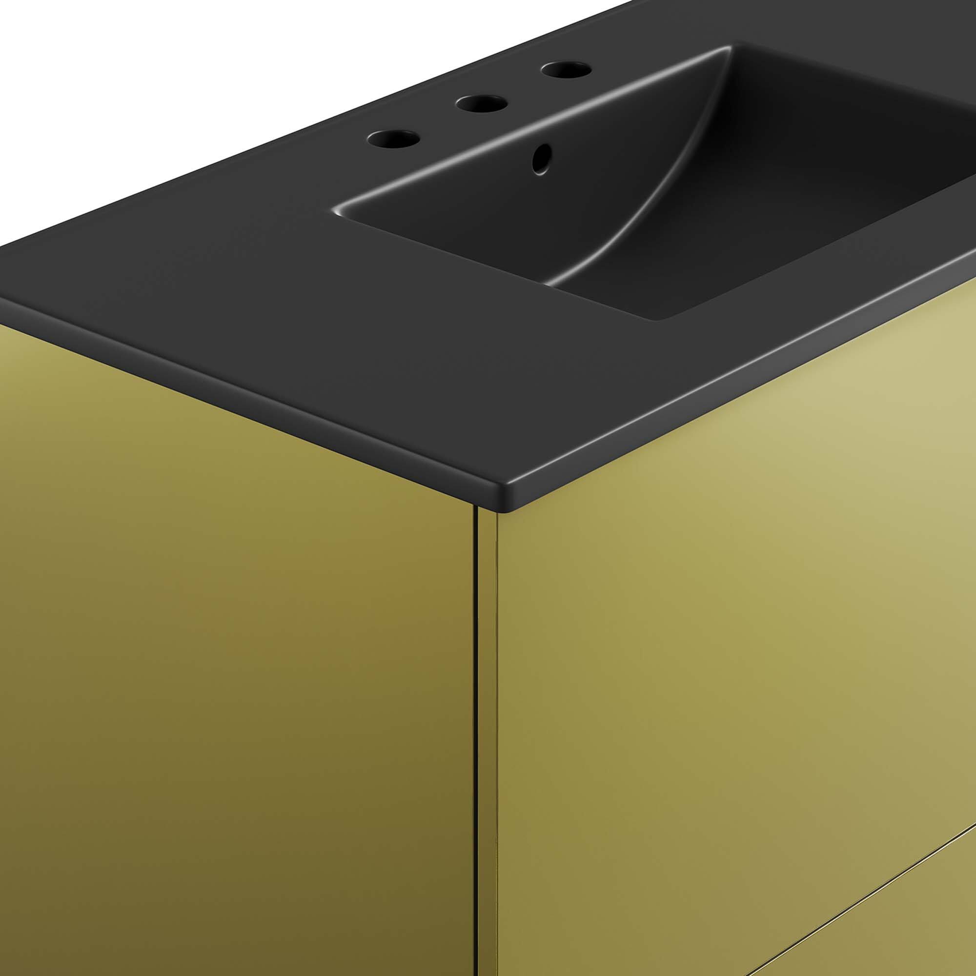 Alt View 7. Modway - Quantum Bathroom Vanity Basin Included by Modway - Black Gold.
