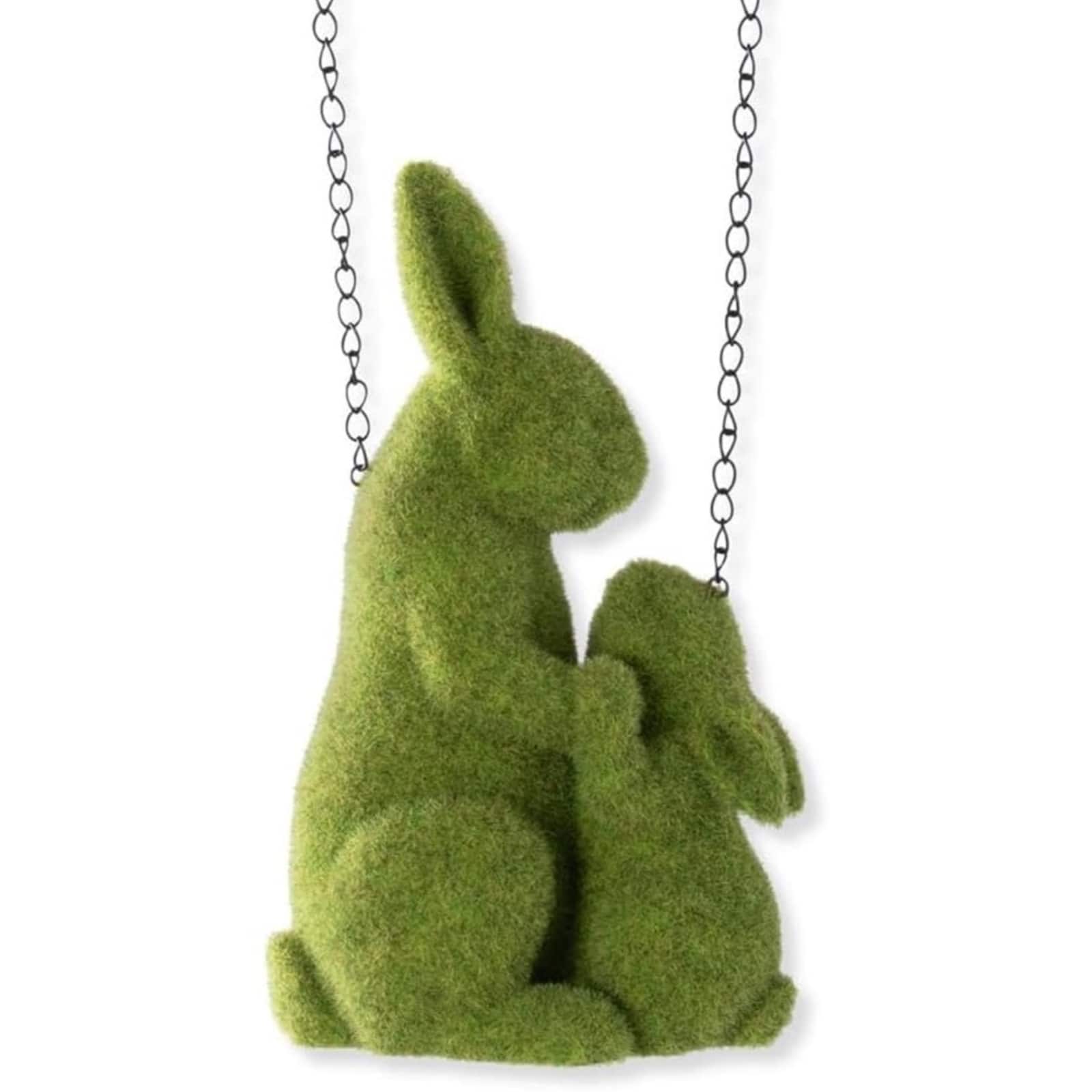 K&K Interiors - Flocked Moss Mother and Child Garden Rabbits Arrow Replacement Sign 12.25 Inch - Arrow Sold Separately - Green price history on PriceWatchPro