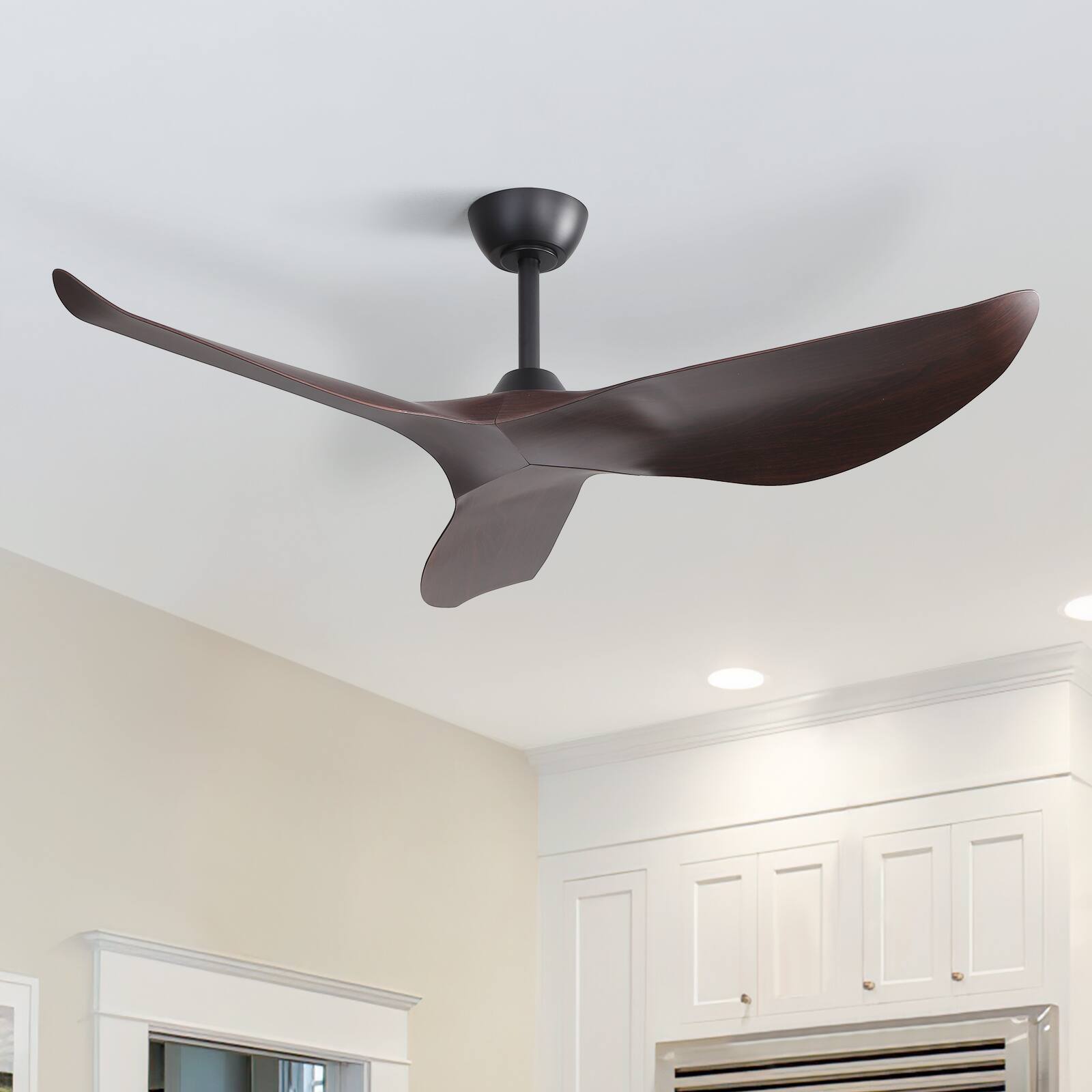 Alt View 1. Sofucor - 52 Inch Mordern Propeller Ceiling Fan No Light with Remote for Indoor Farmhouse Bedroom Living Room Outdoor Patio Porch - Black—Deep Brown.