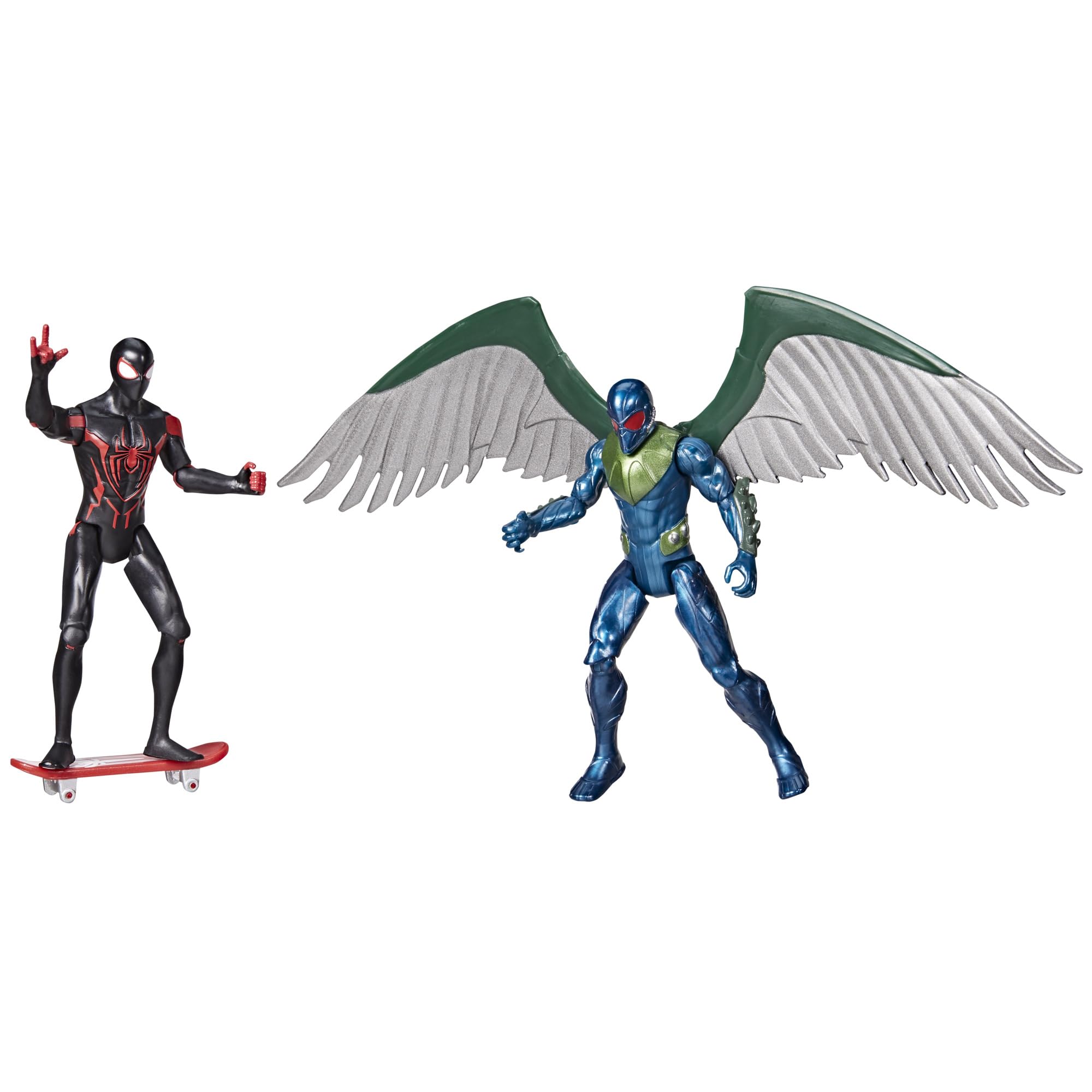Front. Marvel - Spider-Man Epic Hero Series Miles Morales vs Marvel’s Vulture 4-Inch (10 cm) Action Figure Set & Accessory.