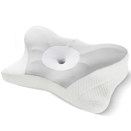 Front. AENKYO - Cervical Neck Pillow for for Neck Support Pillow Memory Foam Bed Pillows - Gray.
