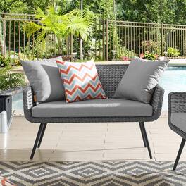 Endeavor Outdoor Patio Wicker Rattan Loveseat by Modway - Gray Gray