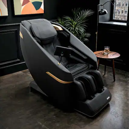 Front. Chery Life - Black Massage Chair with a Tablet Controller - Black.