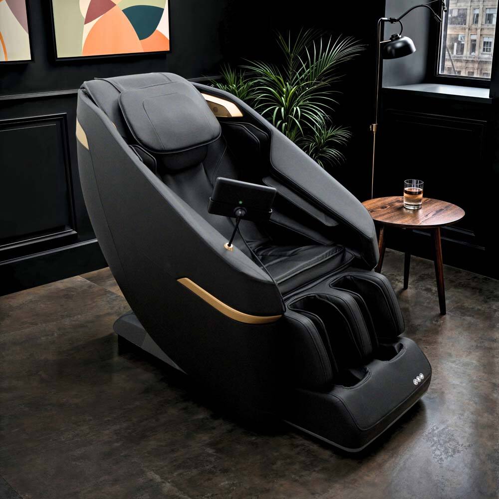 Front. Chery Life - Black Massage Chair with a Tablet Controller - Black.