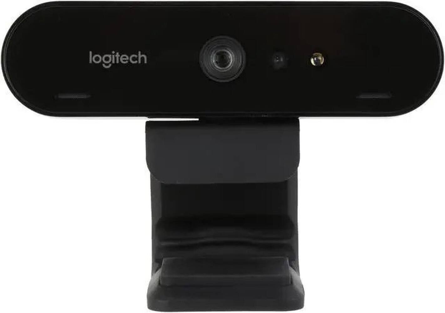 Left. Logitech - BRIO UHD 4K Webcam with RightLight 3 and HDR Technology + AOM Bundle Kit - Black.