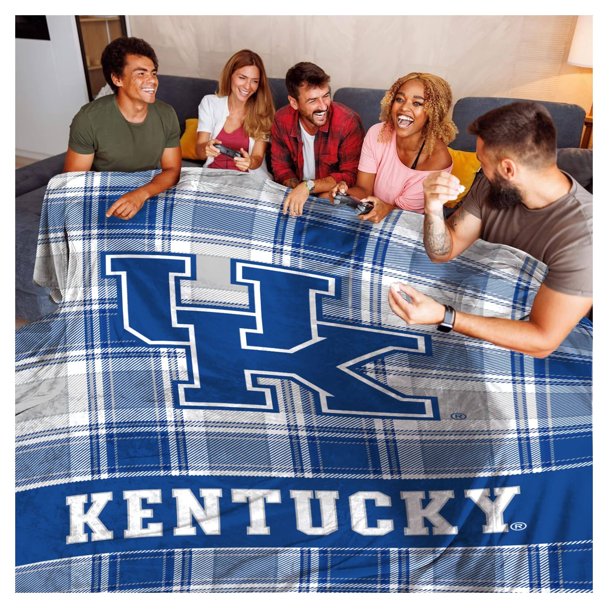 Alt View 1. Pegasus - Kentucky Wildcats 66" x 95" Oversized Plaid FAN-mily Ultra Cozy Blanket - Multicolor.