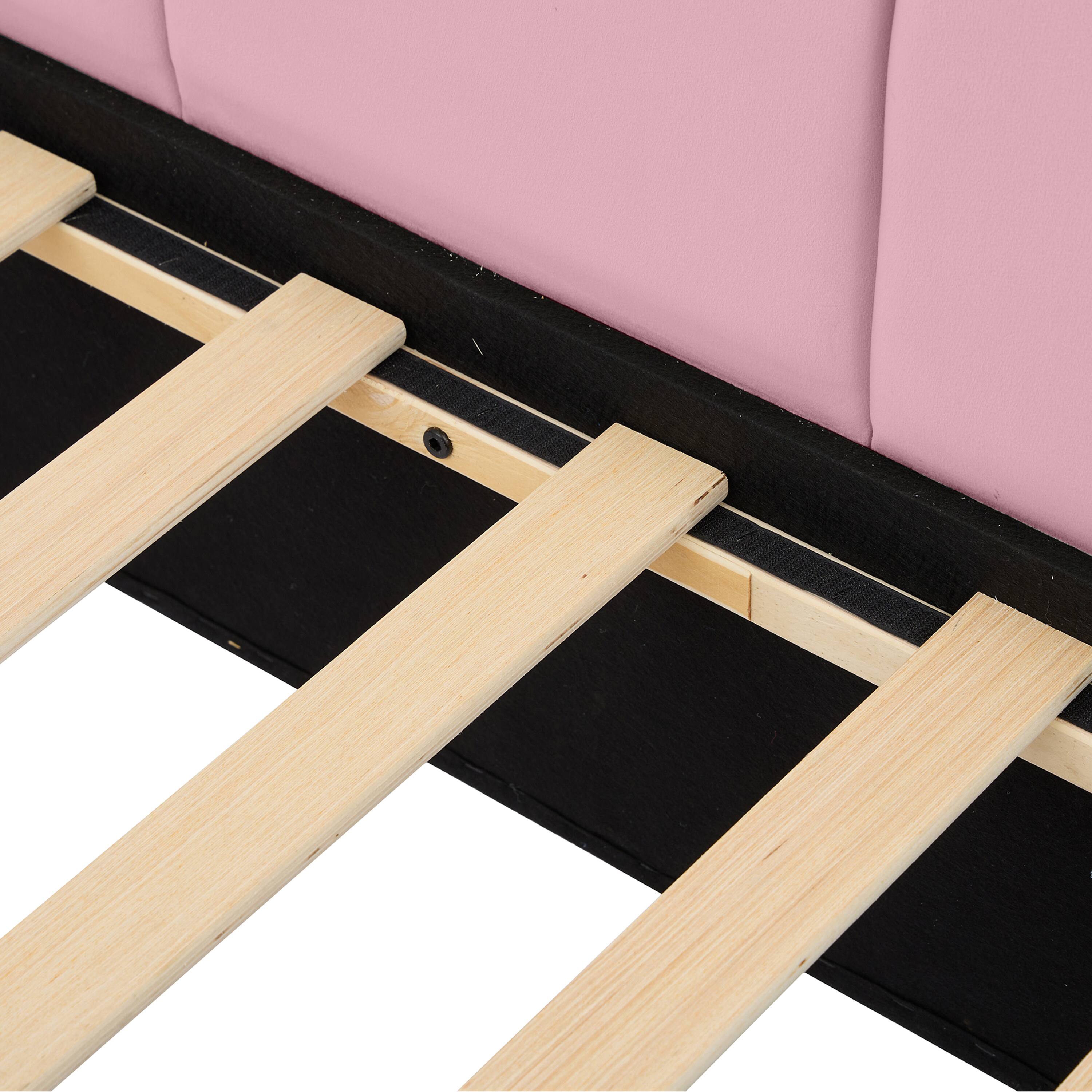 Alt View 6. Tiramisubest - Full Size Upholstered Daybed with 2 Drawers,Velvet Sofabed with Soft Fabric Headboard, No Box-spring Needed, Pink - Pink.