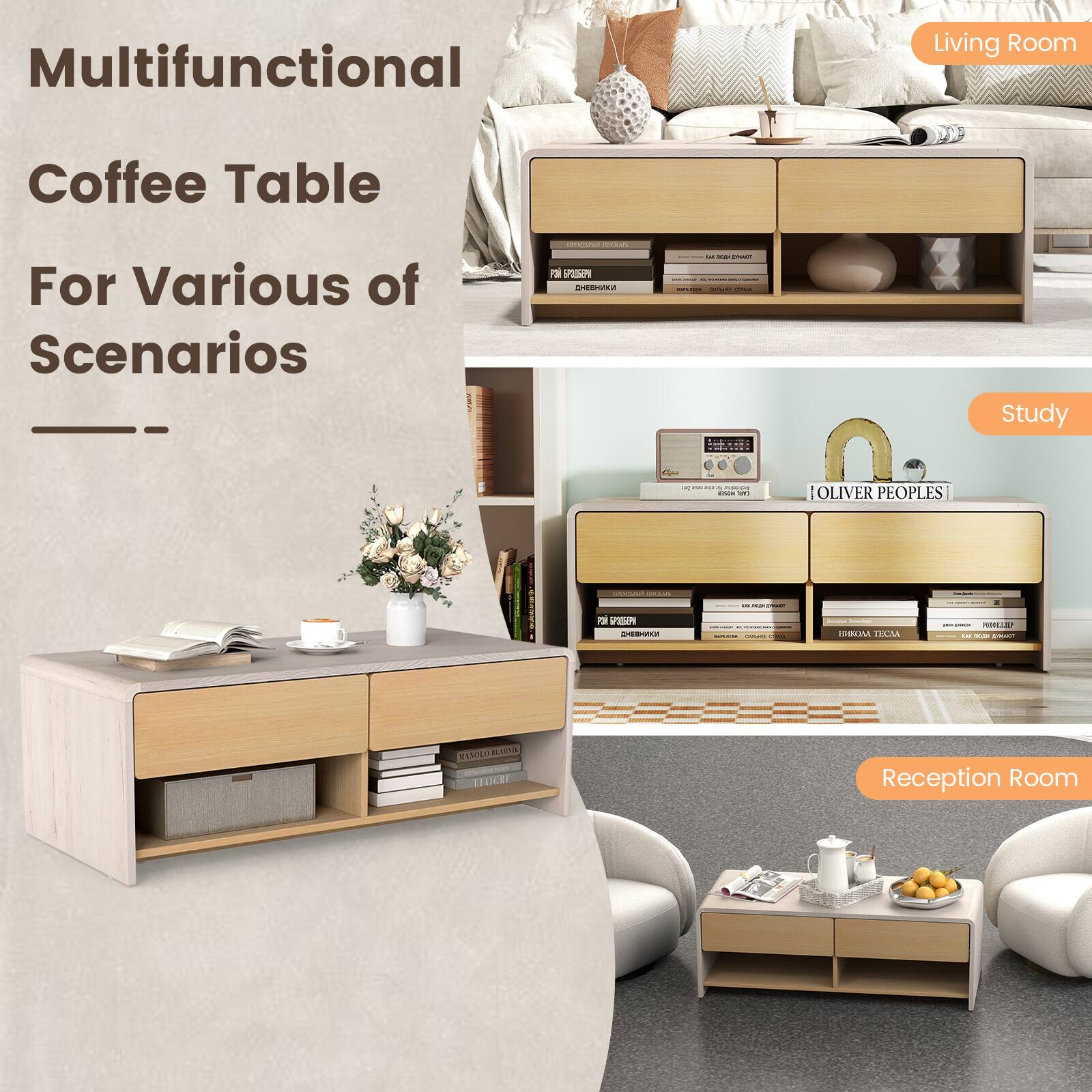 Multifunctional Coffee Table For Various of Scenarios

Living Room

Study

Reception Room