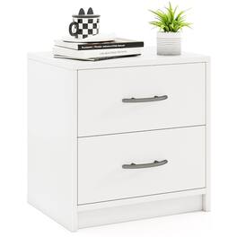 Gymax - 2-Drawer Nightstand Modern Bedside Table w/ Storage for Living Room Bedroom - White