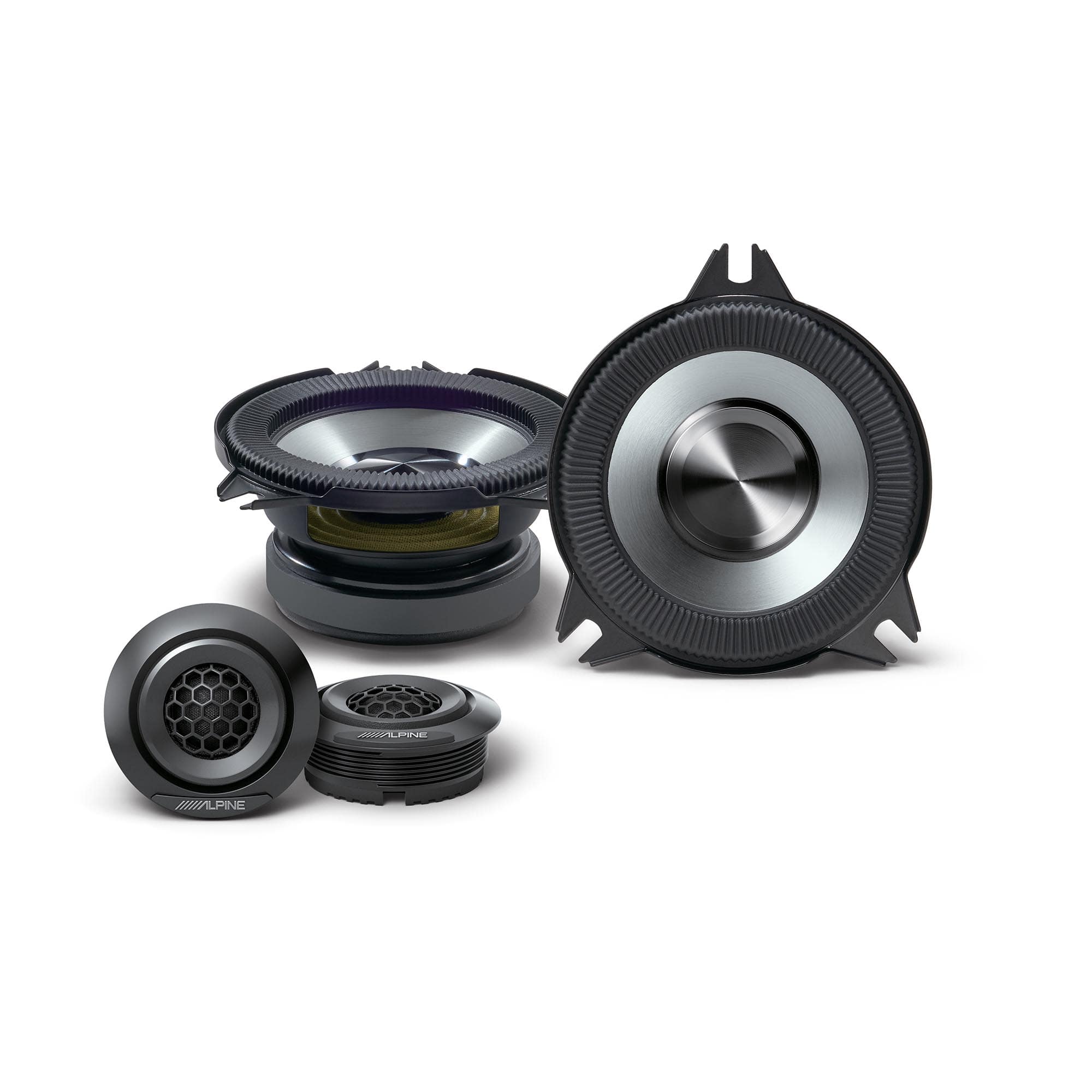 Alpine - BRV-S40C 4" BassRev™ Component Speaker Set - Black/Gray