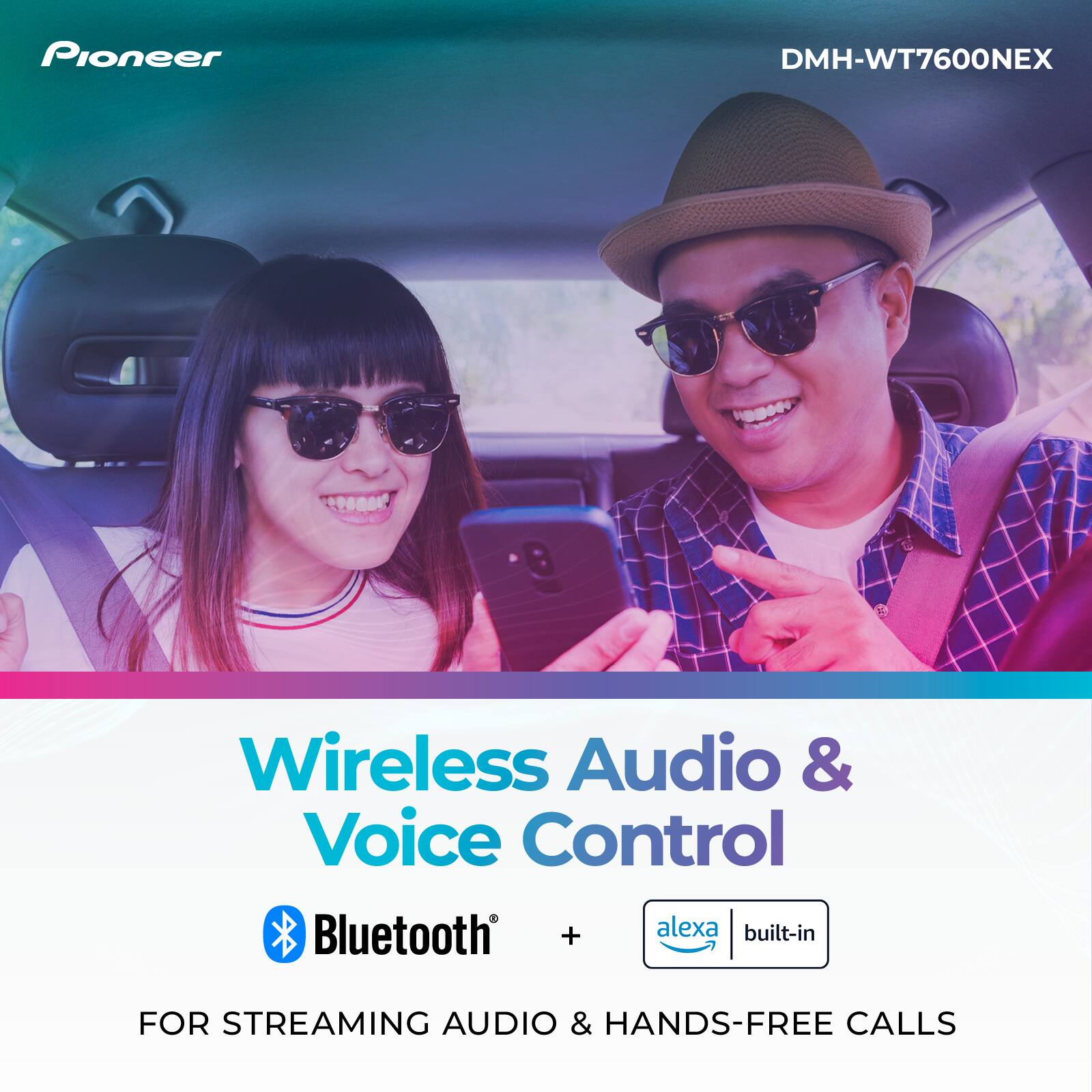 Pioneer DMH-WT7600NEX Wireless Audio & Voice Control Bluetooth + Alexa built-in FOR STREAMING AUDIO & HANDS-FREE CALLS