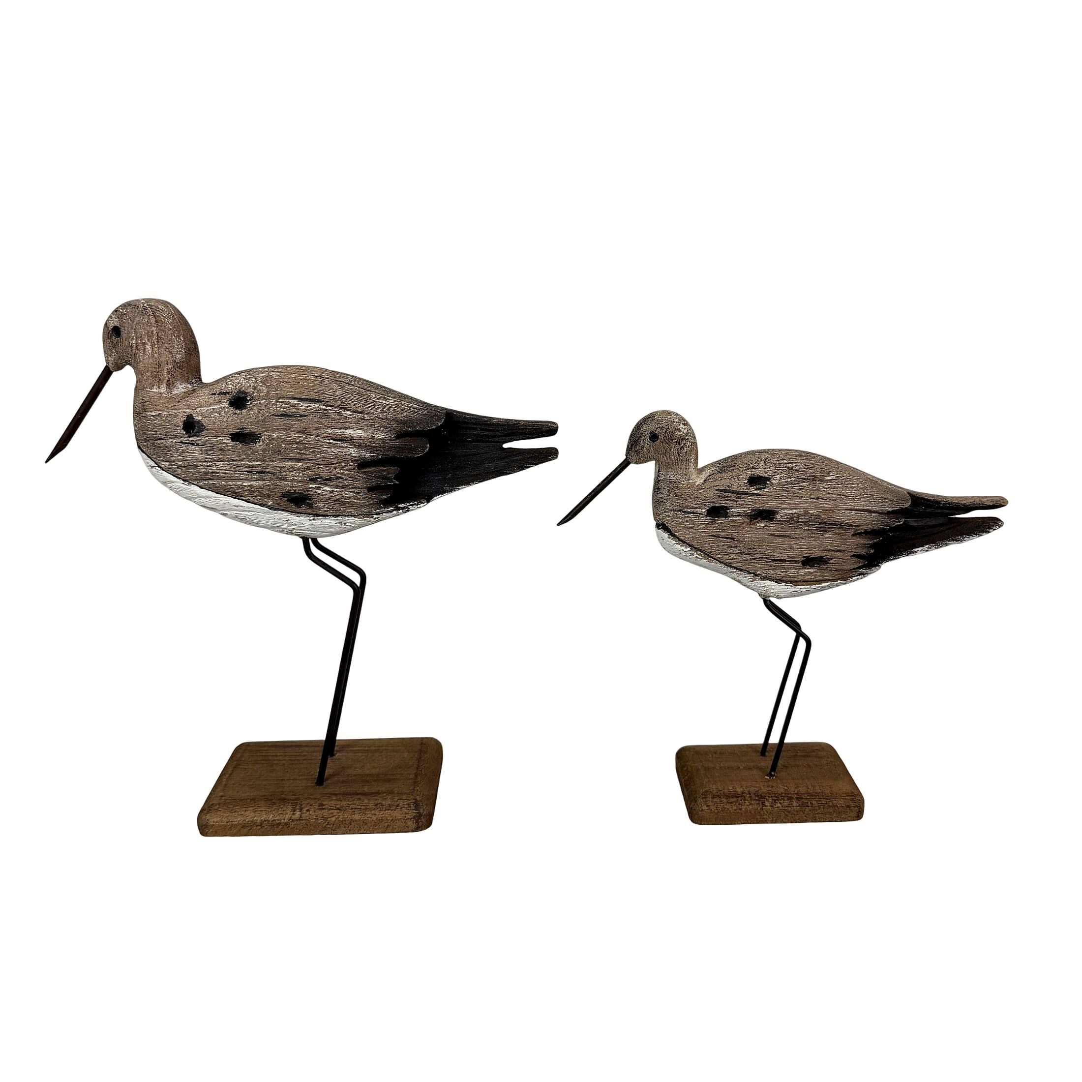 Alt View 7. Things2Die4 - Set of 2 Weathered Wood Sea Bird Statues Coastal Table Decor 10.75 In - Beige.