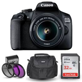 Canon - EOS 2000D / Rebel T7 with 18-55mm III + 32GB SD + Gadget Bag + Filter Kit