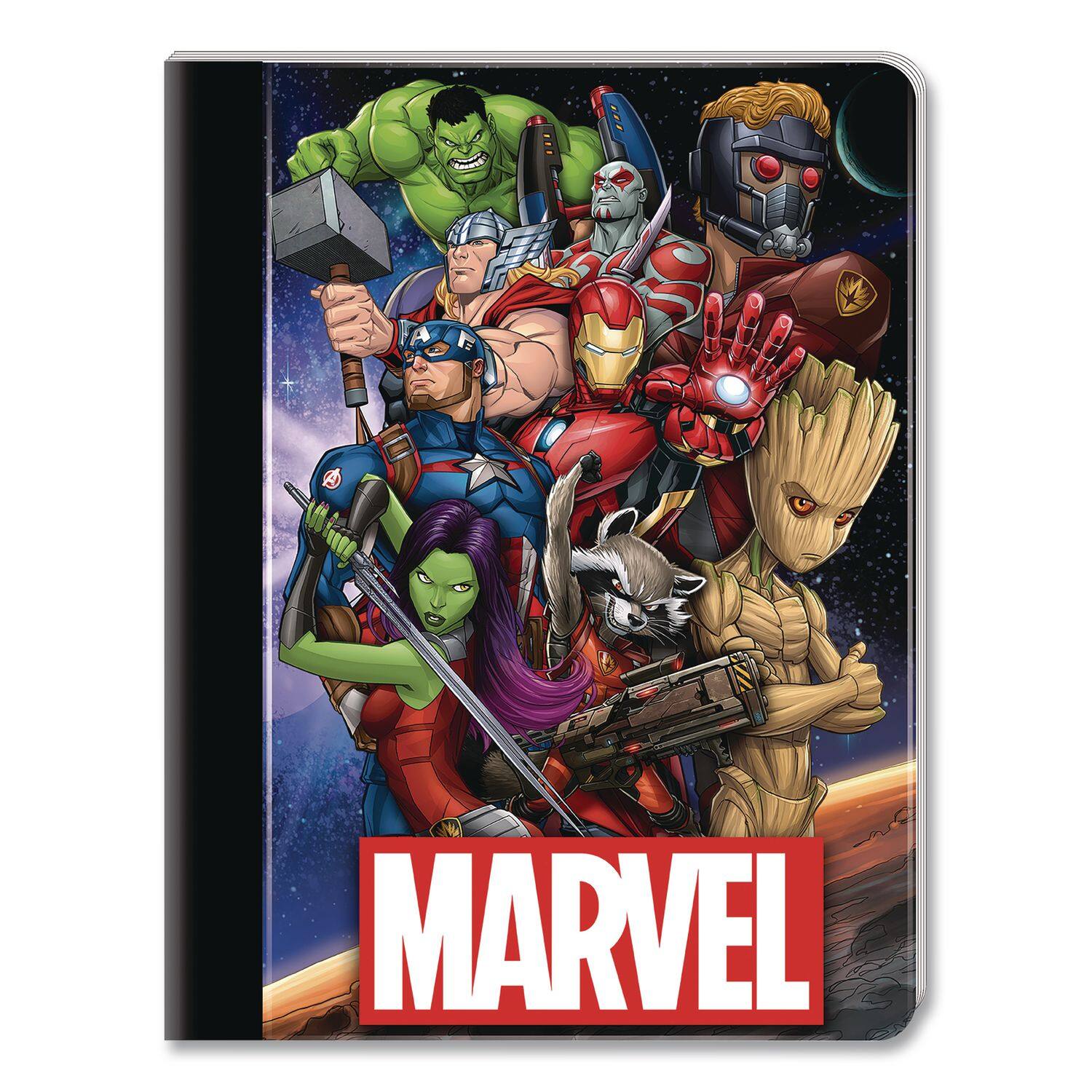 Back. Innovative Designs - Licensed Composition Book Marvel Avengers Wide/Legal Rule Multicolor Cover 9.75 x 7.5 Sheets.