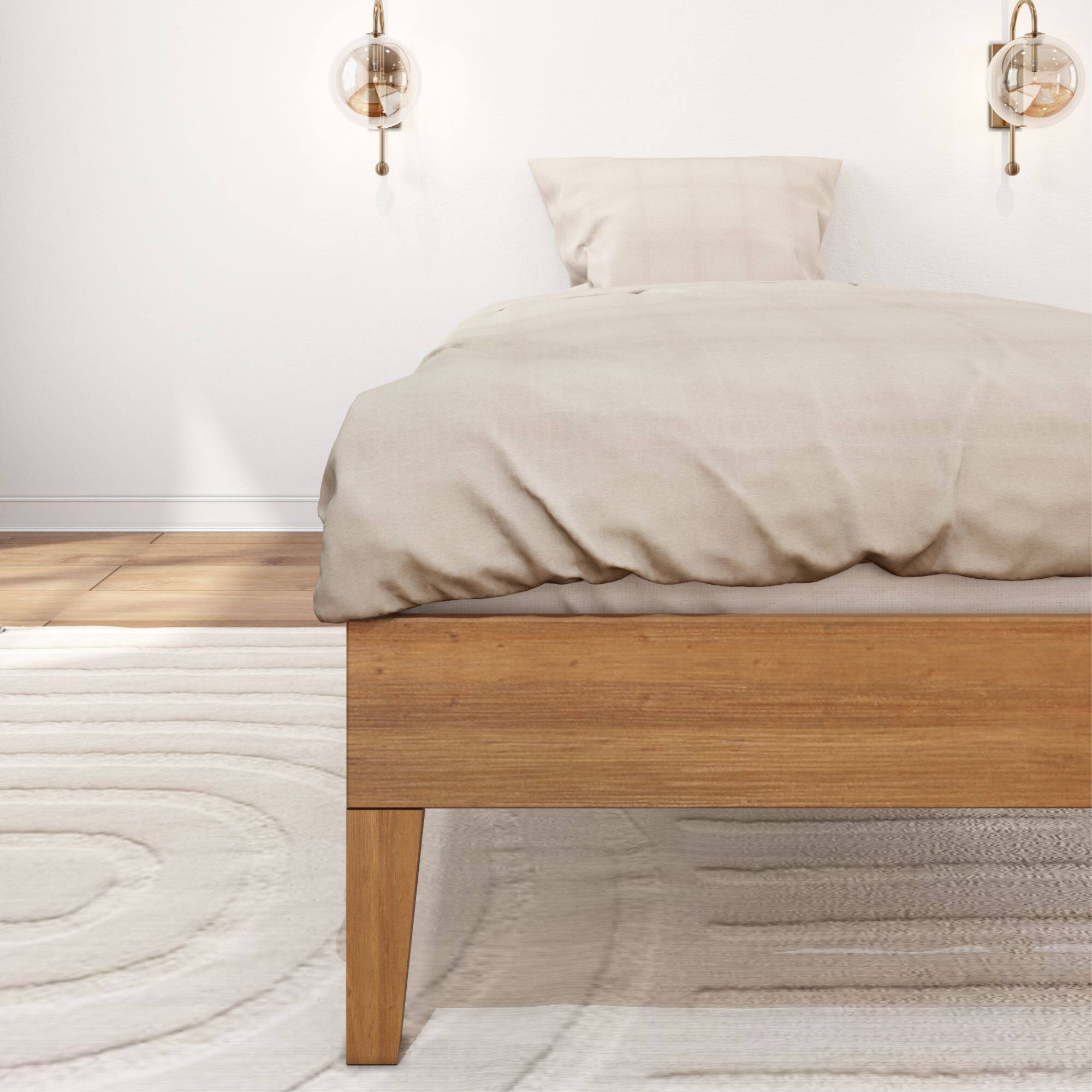 Alt View 3. Plank+Beam - Twin-Size Platform Bed, Matte Pecan - Pecan Dip.