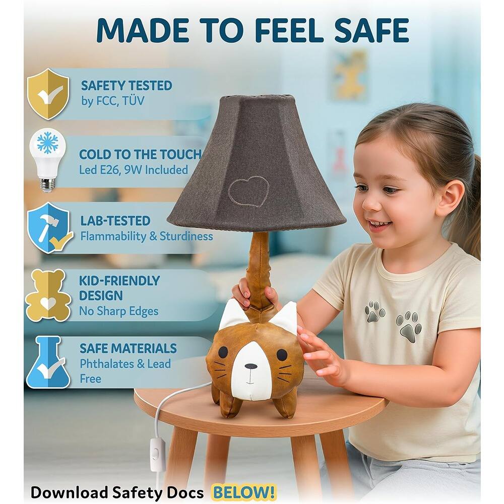 MADE TO FEEL SAFE

- SAFETY TESTED by FCC, TÜV
- COLD TO THE TOUCH Led E26, 9W Included
- LAB-TESTED Flammability & Sturdiness
- KID-FRIENDLY DESIGN No Sharp Edges
- SAFE MATERIALS Phthalates & Lead Free

Download Safety Docs BELOW!
