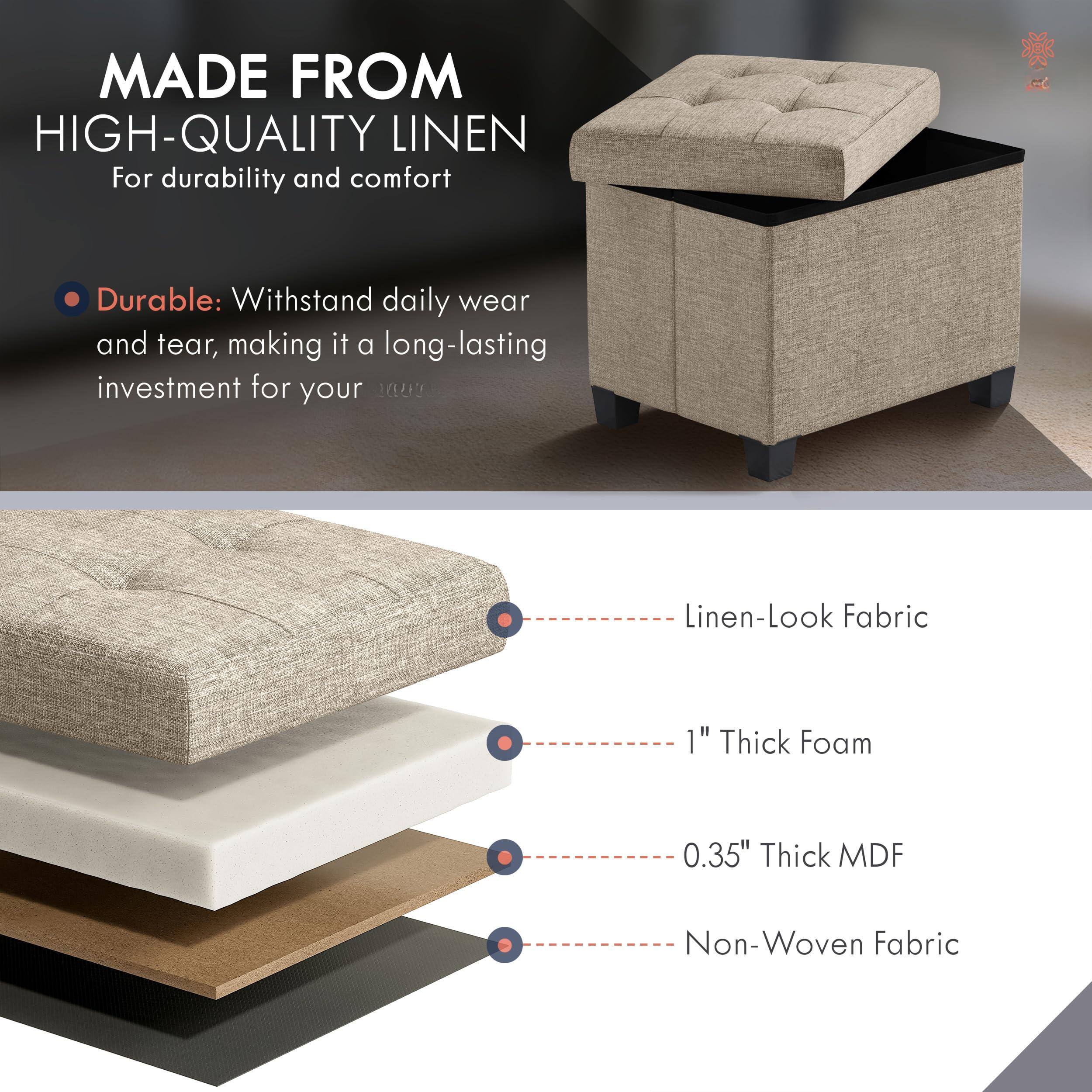 MADE FROM  
HIGH-QUALITY LINEN  
For durability and comfort  

- Durable: Withstand daily wear and tear, making it a long-lasting investment for your home  

- Linen-Look Fabric  
- 1" Thick Foam  
- 0.35" Thick MDF  
- Non-Woven Fabric