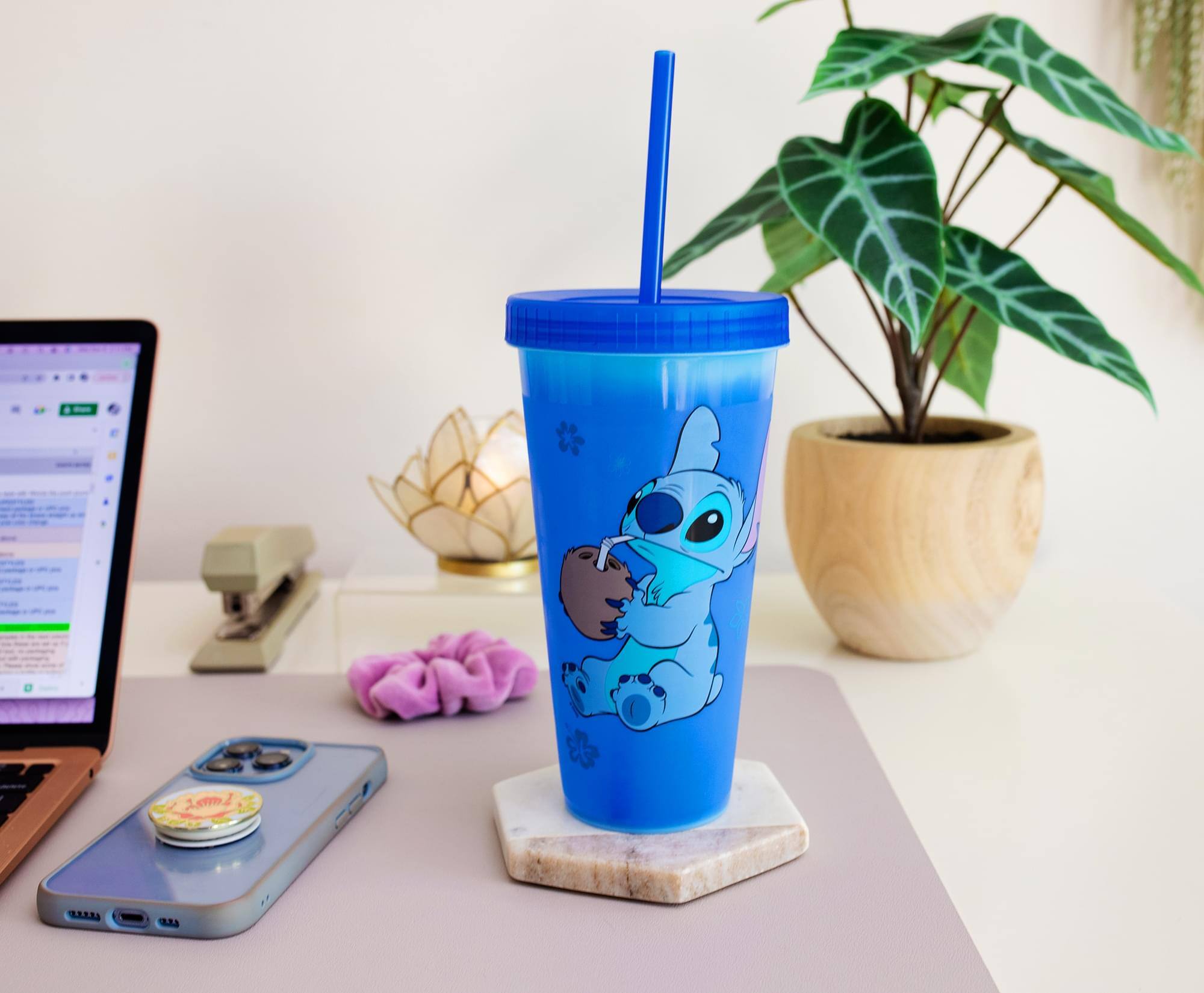 Alt View 5. Disney - Disney Lilo & Stitch Cool Coconut Color-Changing Plastic Tumbler | 24 Ounces - Blue.