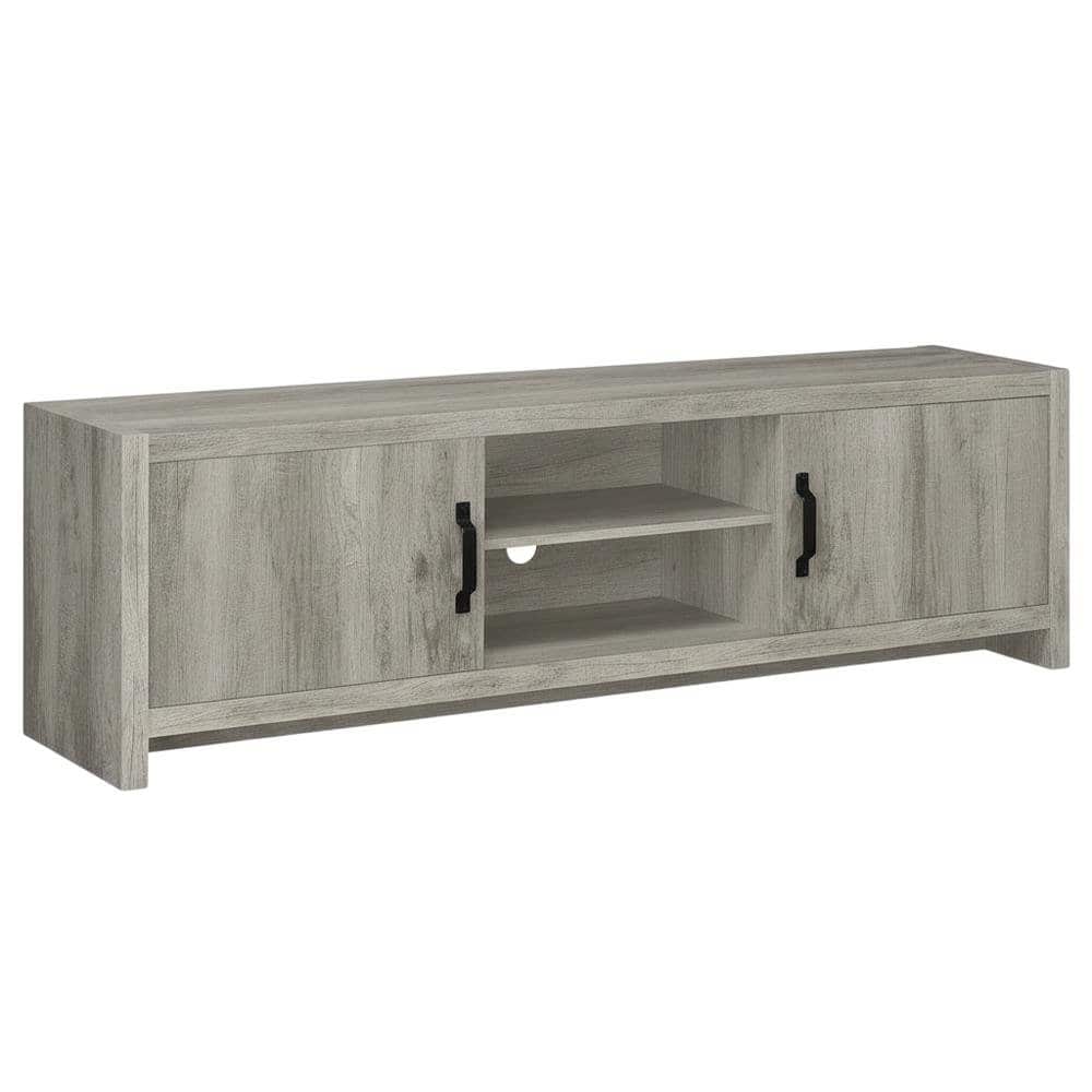 FurniFact Grey Driftwood 2 Door TV Stand with Engineered Wood