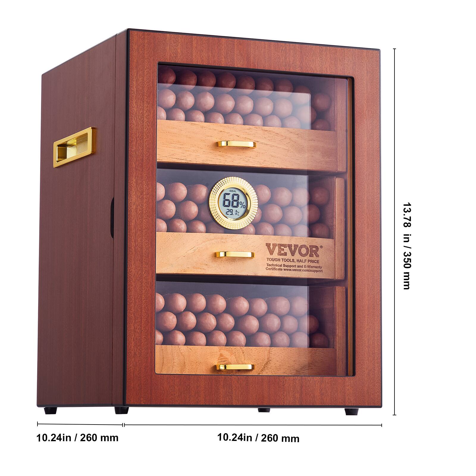 VEVOR  
TOUGH TOOLS, HALF PRICE  
Technical Support and Certificate  
www.vevor.com/support  

68%  
29°C  

13.78 in / 350 mm  
10.24 in / 260 mm  
10.24 in / 260 mm  
10.24 in / 260 mm