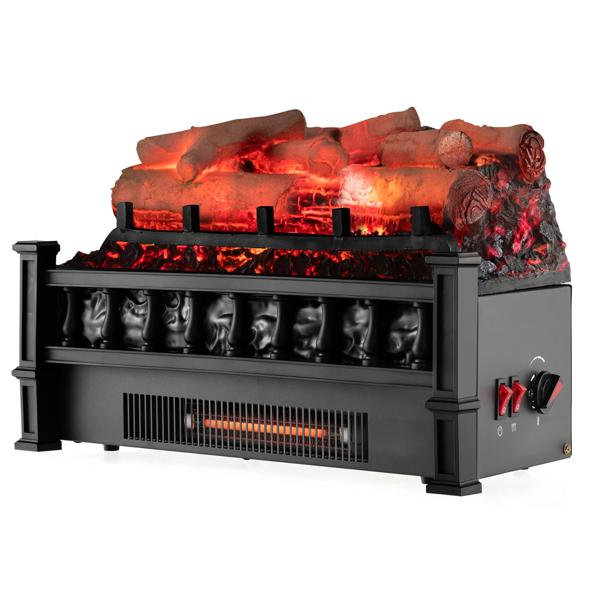 Alt View 9. Gymax - Gymax 20'' Infrared Quartz Electric Fireplace Heater W/ Birchwood Ember Bed Thermostat - Black.