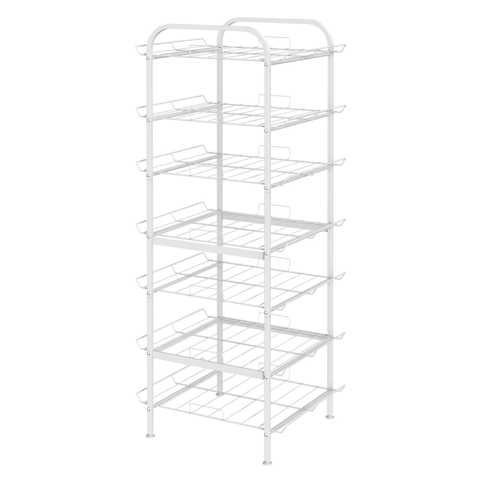Oumilen - 7-Tier Water Bottle Storage Rack, Anti-Rust Beverage Bottle Organizer Stand, White - White