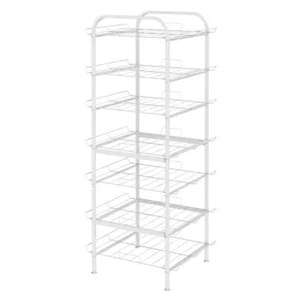Front. Oumilen - 7-Tier Water Bottle Storage Rack, Anti-Rust Beverage Bottle Organizer Stand, White - White.