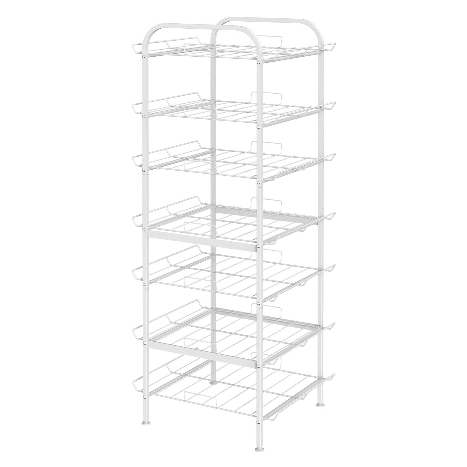 Front. Oumilen - 7-Tier Water Bottle Storage Rack, Anti-Rust Beverage Bottle Organizer Stand, White - White.
