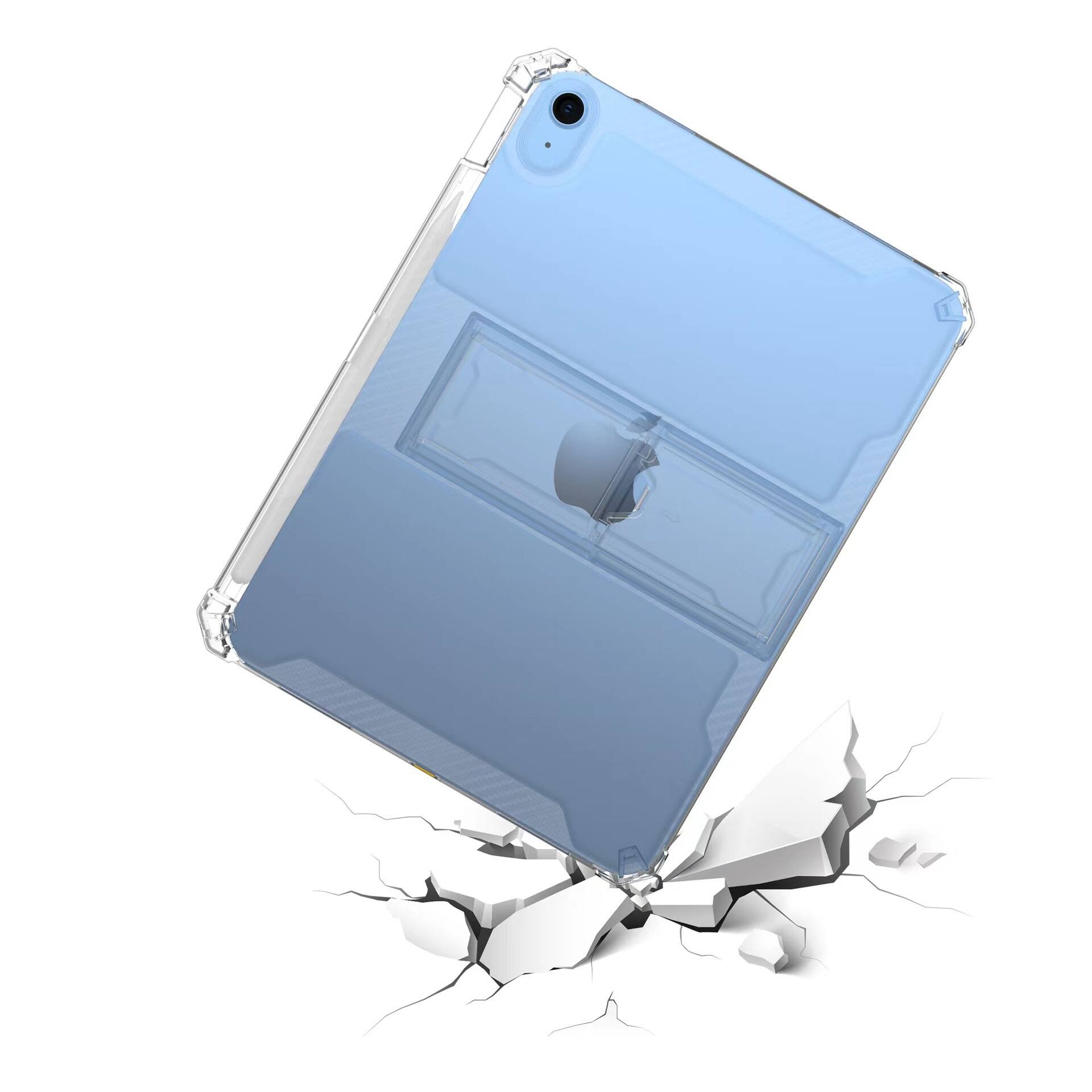 Left. Dteck - Rugged Clear Case For Apple iPad 11th(A16) 2025 /10th 2022 Sturdy Kickstand Pencil Holder Non-Yellowing Slim Cover - Clear.