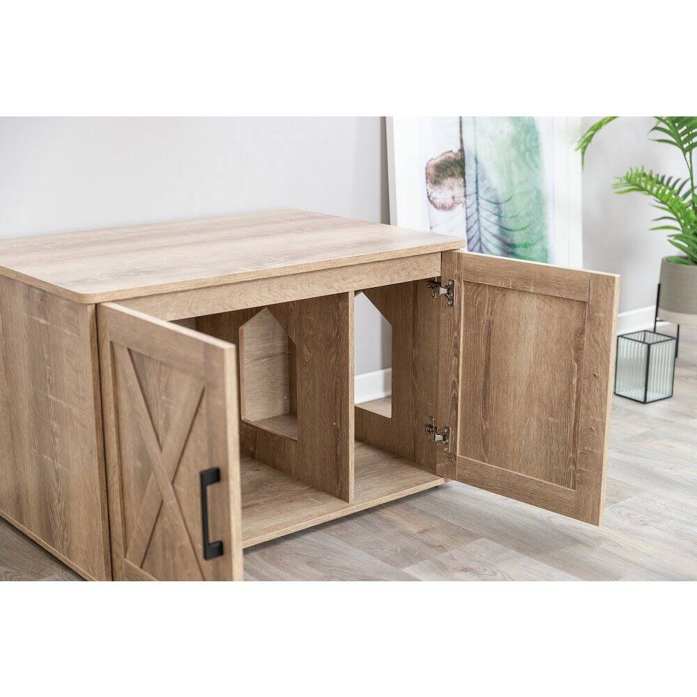 Alt View 2. TRIXIE - XL Farmhouse Litter Box Enclosure, Hidden Litter Box Cabinet or End Table - Gray.