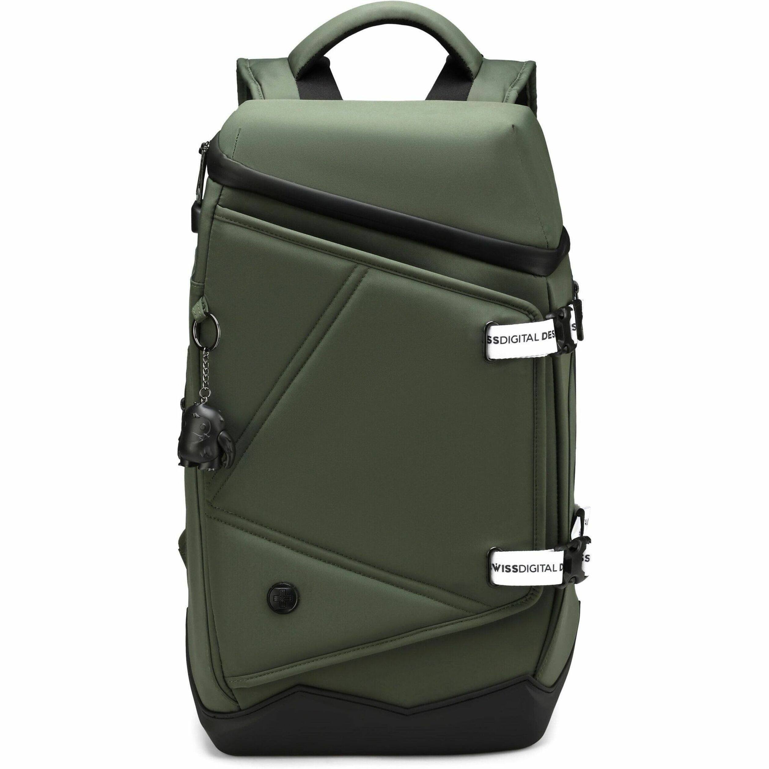 Swissdigital Design - SEON L+ TSA-Friendly Backpack With USB Charging Port RFID Protection and Fits Up to 16″ Laptop - Dark Green