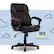 The image features a black leather office chair with a blue background. The chair is positioned on a black metal stand, and there are clouds in the background. The text "Serta Always Comfortable" is displayed in the foreground, emphasizing the comfort of the chair.