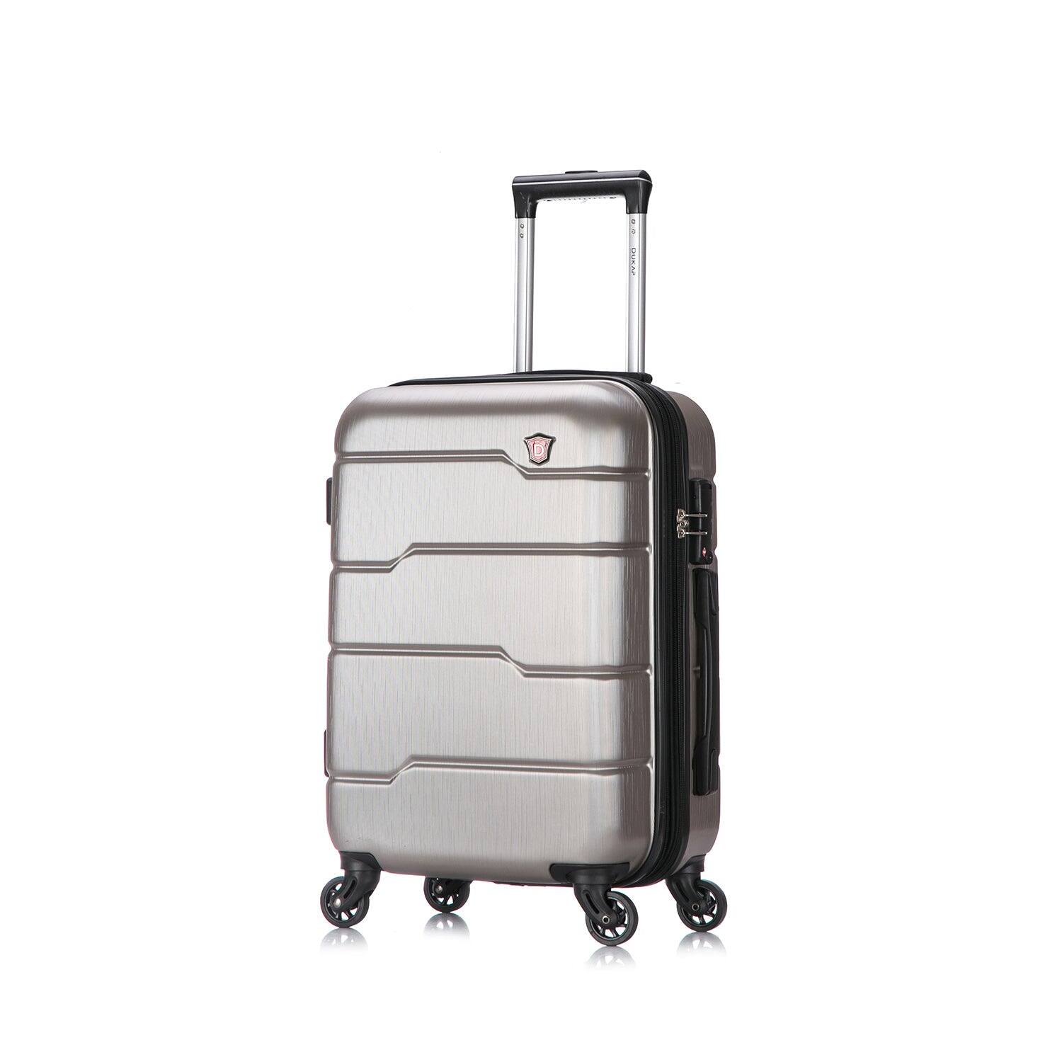 Front. DUKAP - Rodez Lightweight Hardside Spinner Luggage 20" carry-on - SILVER.