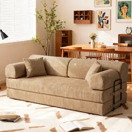 Anysun - Two-Tone Convertible Sleeper Sofa Bed - Folding Mattress Couch with Fixed Frame for Living Room & Bedroom. - Ochre