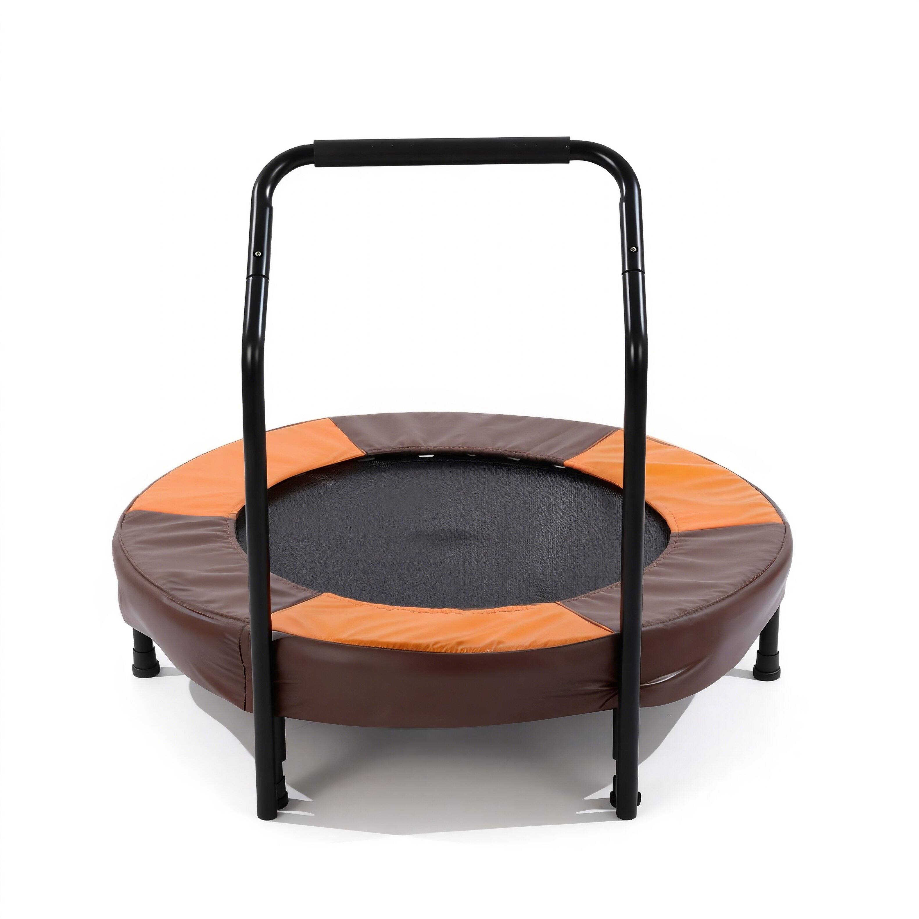 Alt View 8. Ecooso - 36" Foldable Toddler Trampoline w/ Foam Handle, Safety Pad, Easy Setup, Indoor/Outdoor, Ages 1-6 - Orange+Dark Brown.