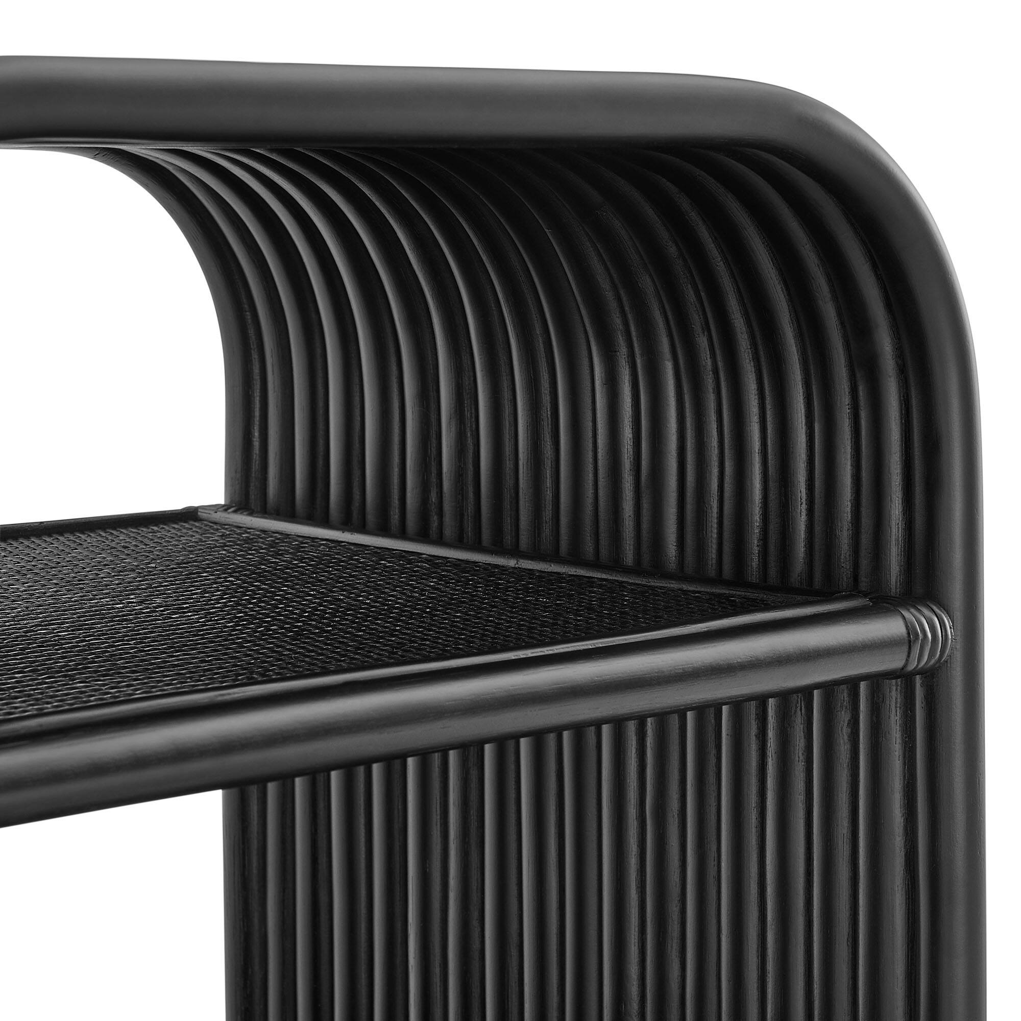 Alt View 5. Modway - Eve Curved Natural Rattan Side Table by Modway - Black.