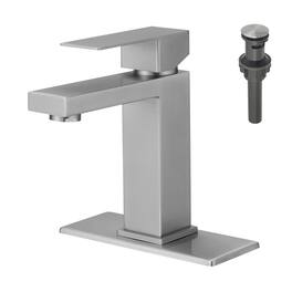 Single Handle Single Hole Bathroom Faucet with Deck Plate Pop Up Drain and Water Supply Hoses