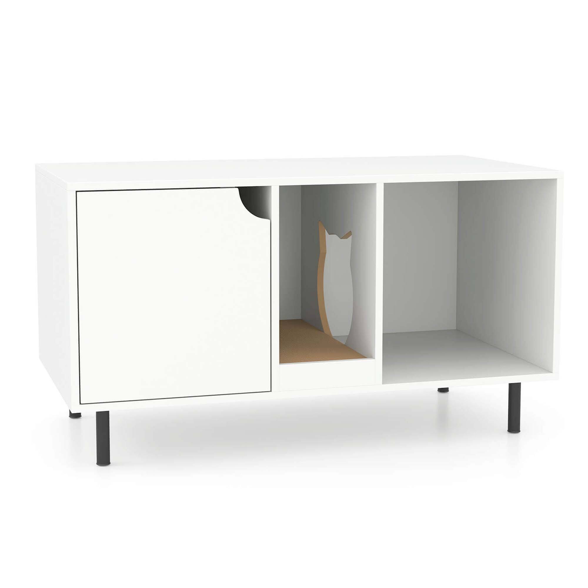 Alt View 9. Costway - Costway 40" Hidden Cat Washroom with Storage Removable Scratcher Metal Legs for Large Cats - White.