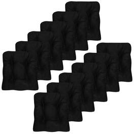 Sweet Home Collection - Crushed Memory Foam Tufted Chair Cushion Non Slip Microdot Rubber Back, 12-Pack - Black