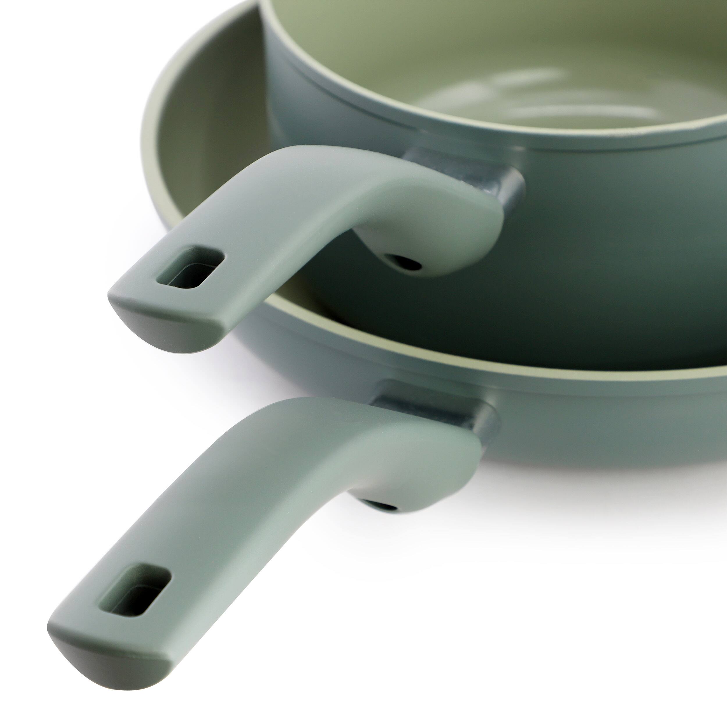 Alt View 5. Oster - Oster Sutterville Choice 10 Piece Ceramic Nonstick Cookware Set in Grey - Green.