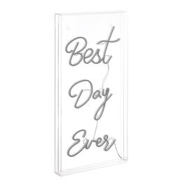 Jonathan Y - Best Day Ever 11.75" X 23.63" Contemporary Glam Acrylic Box USB Operated LED Neon Light - White