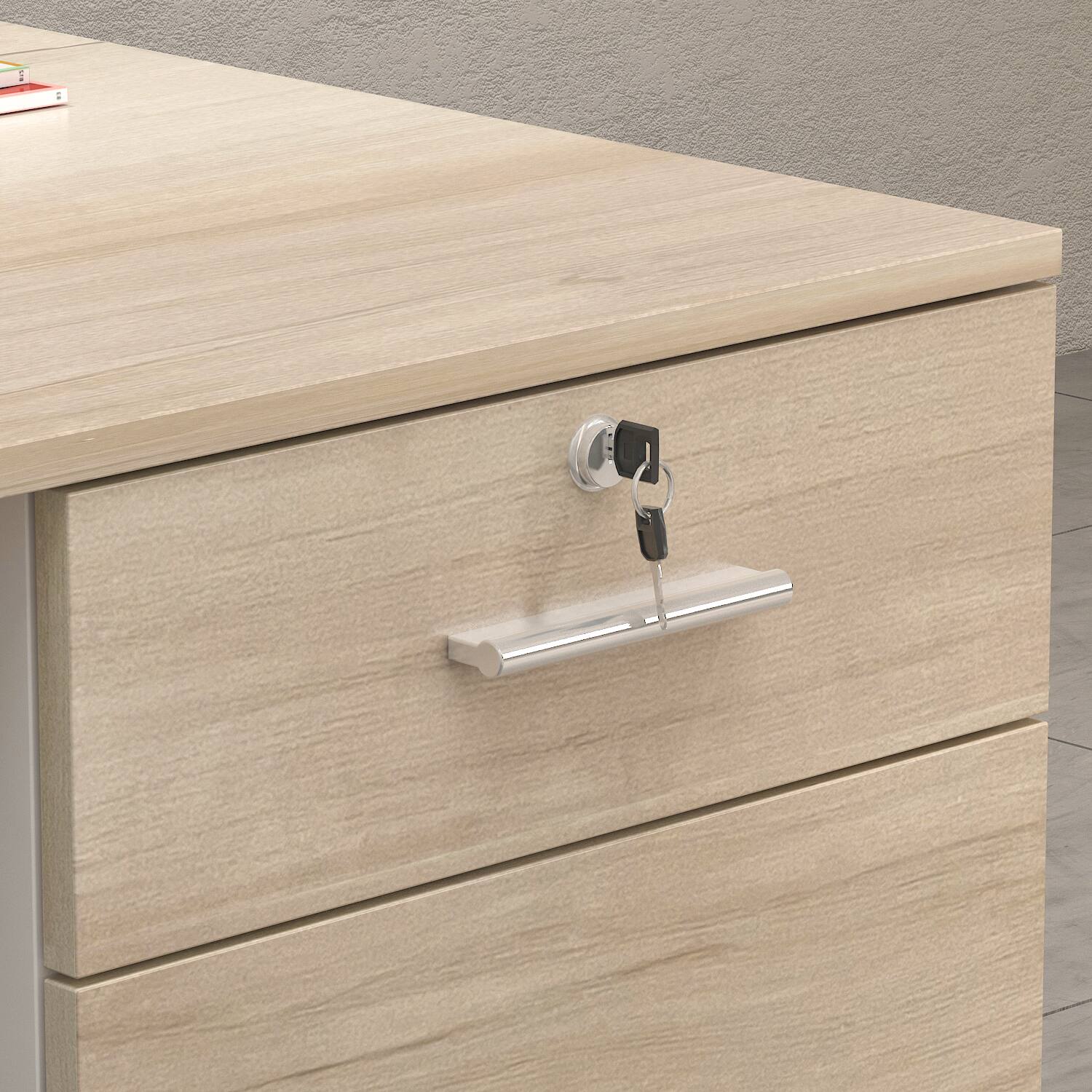 Alt View 2. Famapy - Famapy Reception Desk: Classified Storage, Eco - Friendly & Secure Lock Design - White & Wooden.