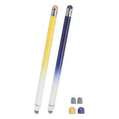 Front. Unique Bargains - 2pcs Stylus Pens for Touch Screens, 2 in 1 High Sensitivity Universal Pen Capacitive Stylus for Touch Screen Devices - Blue Yellow.