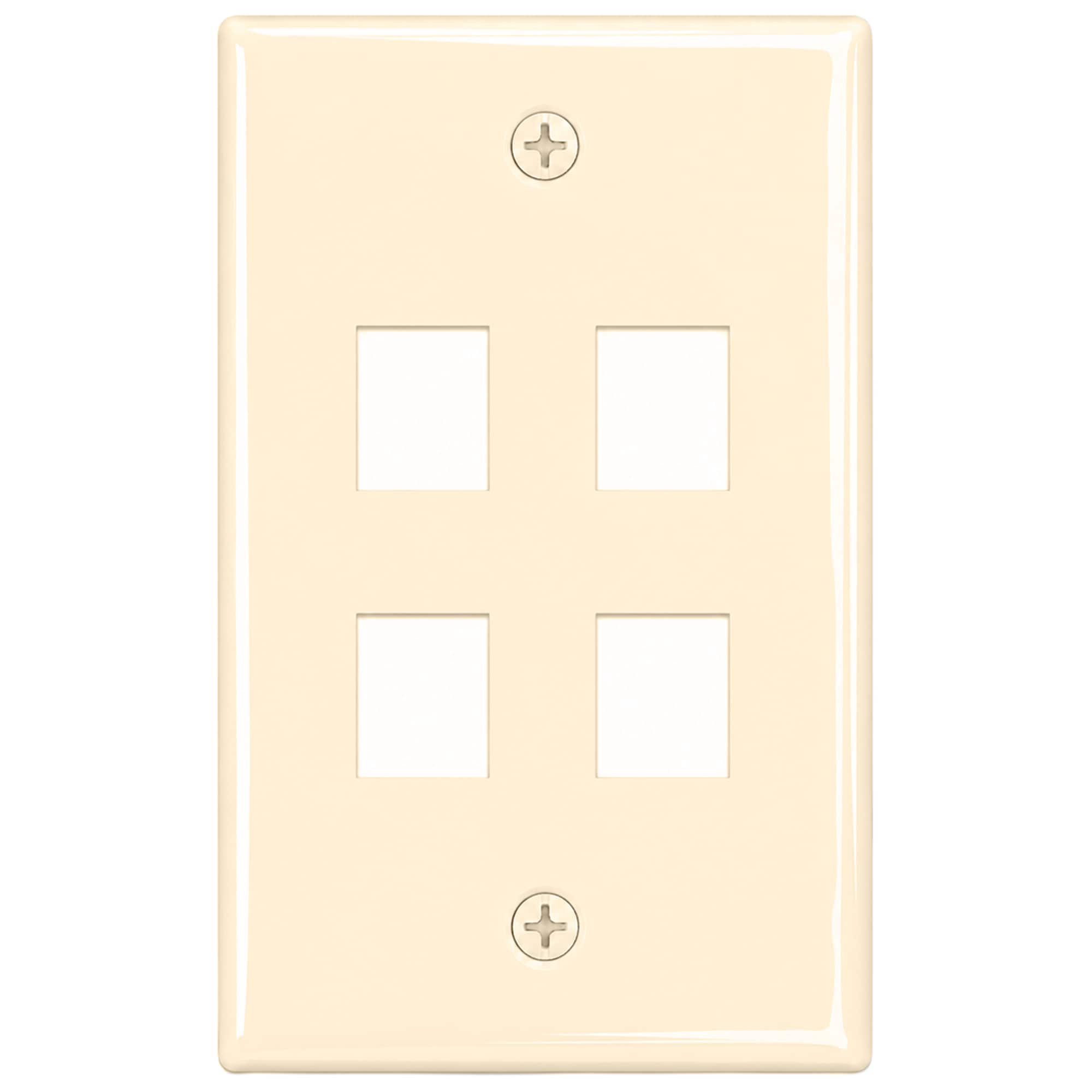 Cmple.com - Cmple - Keystone Wall Plate Cover Ethernet Wall Plates for Modular Inserts, RJ45 Keystone Jack - 4 Port - Ivory